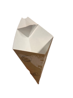 Cone Castanho Triangular Duplo para Batata Frita e Molho (100 Unidade)