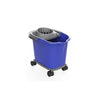 Cubo Azul con Exprimidor y Soporte Rueda - 16L (1 Ud)